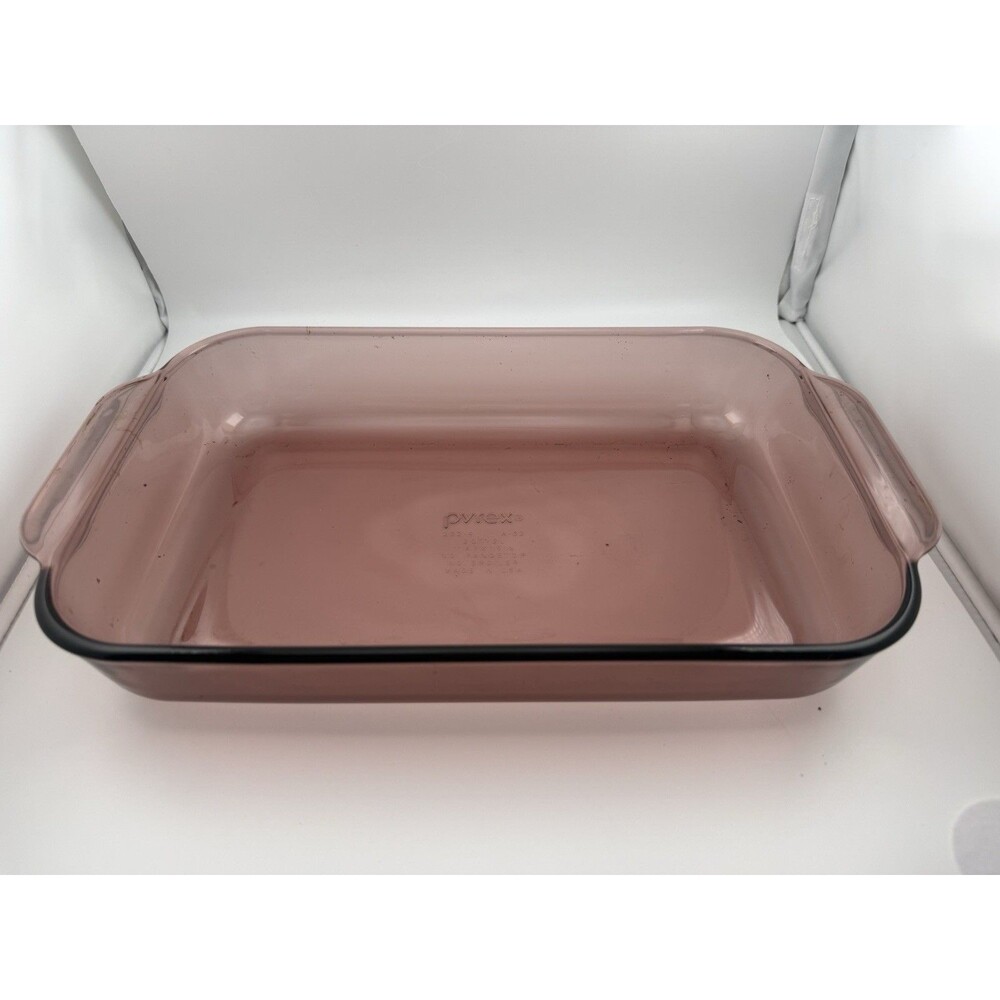 Pyrex 232-R Cranberry Purple Glass 2 Qt Casserole Baking Pan Dish 11x7x1.5”